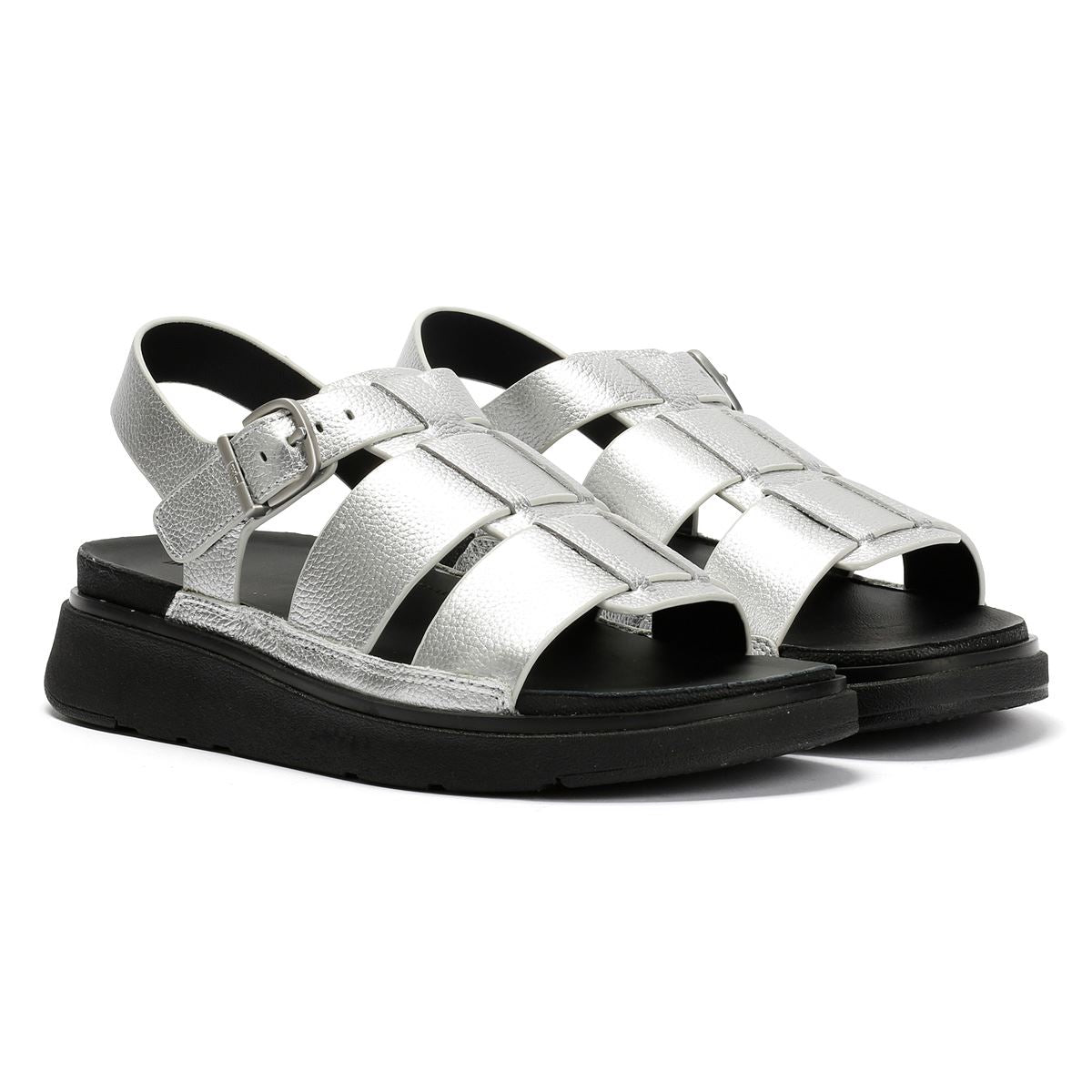 FitFlop GEN-FF Fisherman Leder Damen Silber Sandalen