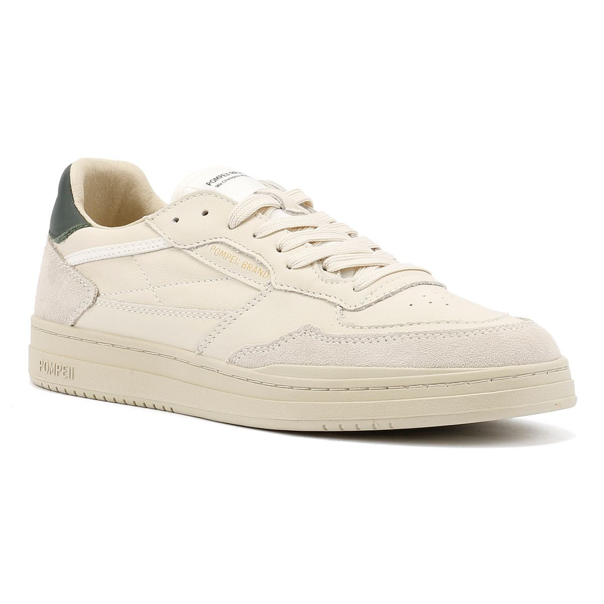 Pompeii Elan Leather Ecru Jasper Weiße Ledersneaker Für Herren