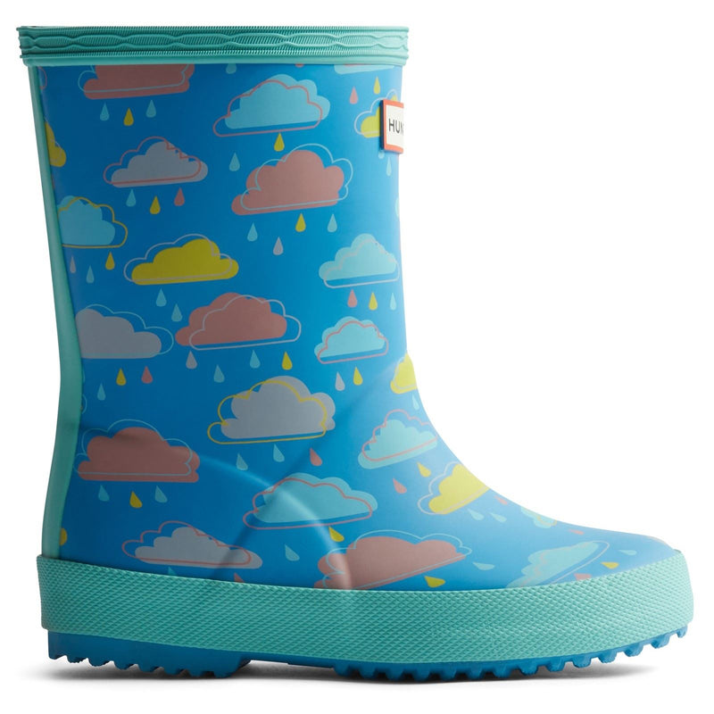 Hunter Kids Rain Cloud Boot Gummistiefel In Blau Mit Regenwolken Muster