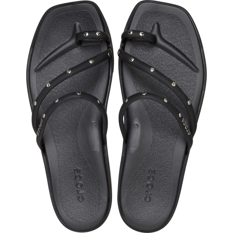Crocs Miami Studded Toe Loop Thermoplastische Damen Schwarze Sandalen