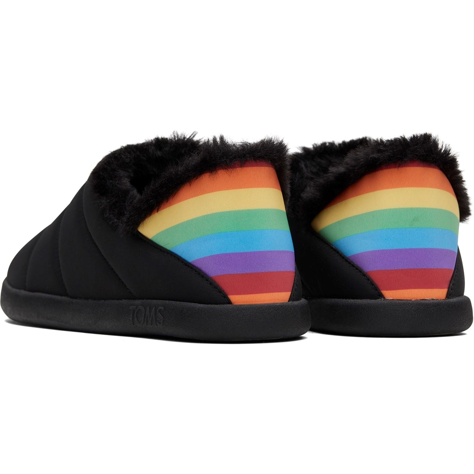 TOMS Ezra Nylon Damen Schwarz Matt Gewebte/Regenbogen Hausschuhe