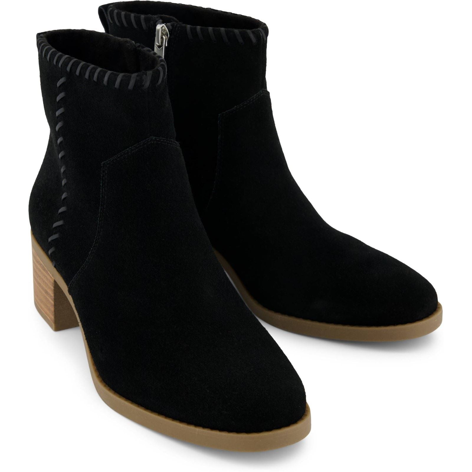 TOMS Delilah Heeled Wildleder Damen Schwarze Absatz Stiefeletten