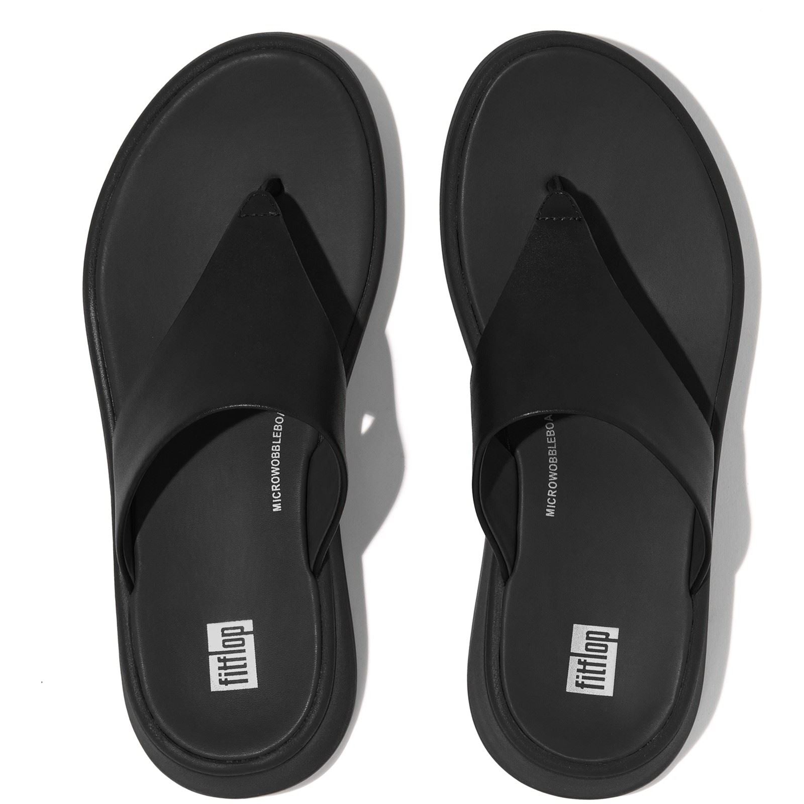 Fitflop F-Mode Toe Post Leder Damen All Black Sandalen