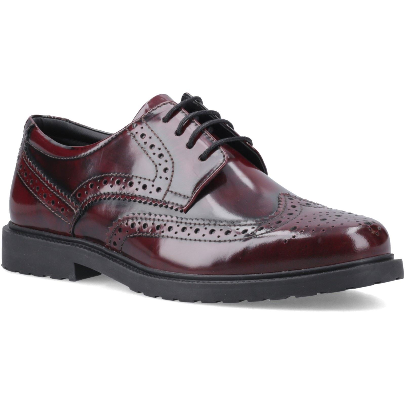 Hush Puppies Verity Hi-Shine Leder Damen Bordeaux Brogues Schuhe