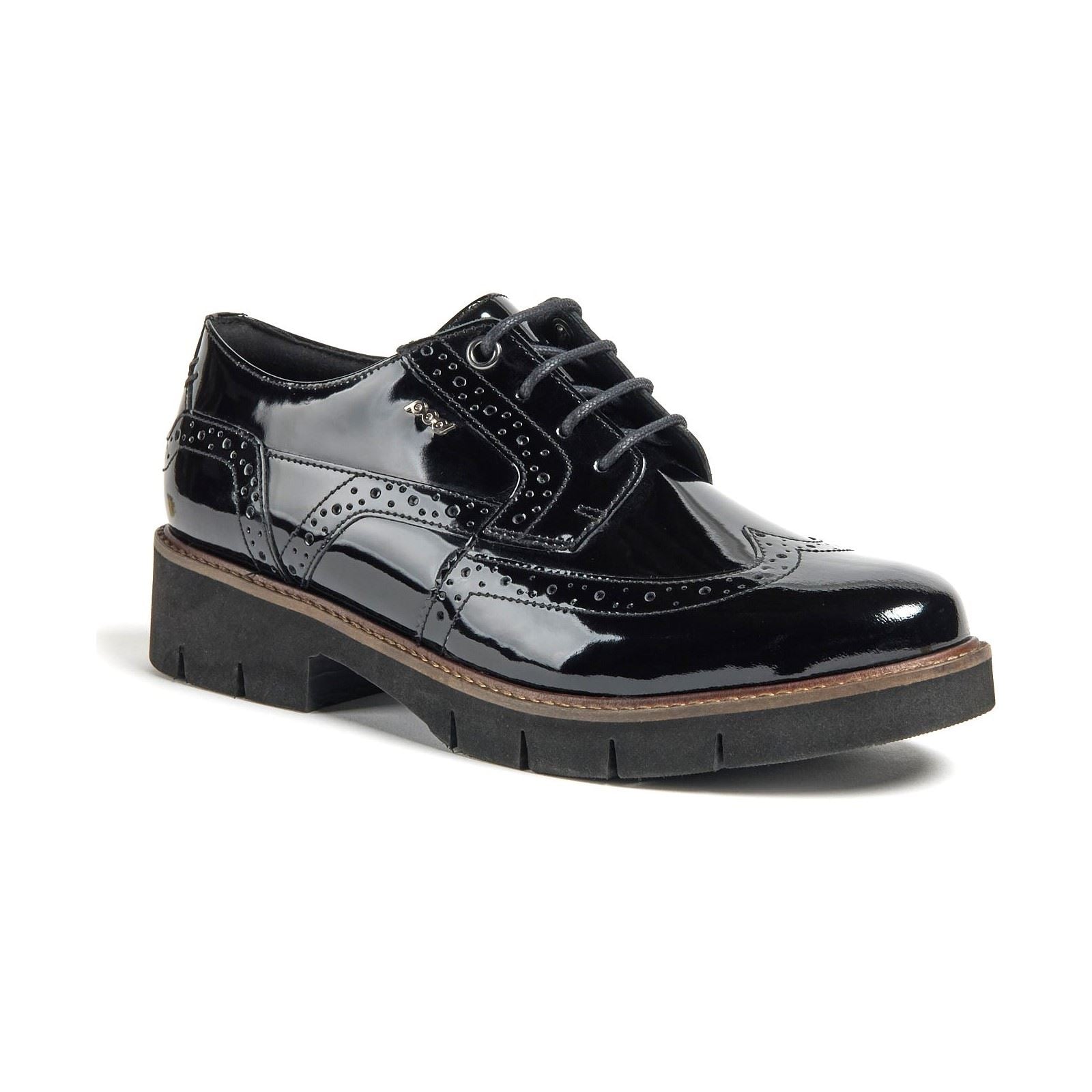 Pod Kacey Leder Damen Schwarz Brogues Schuhe