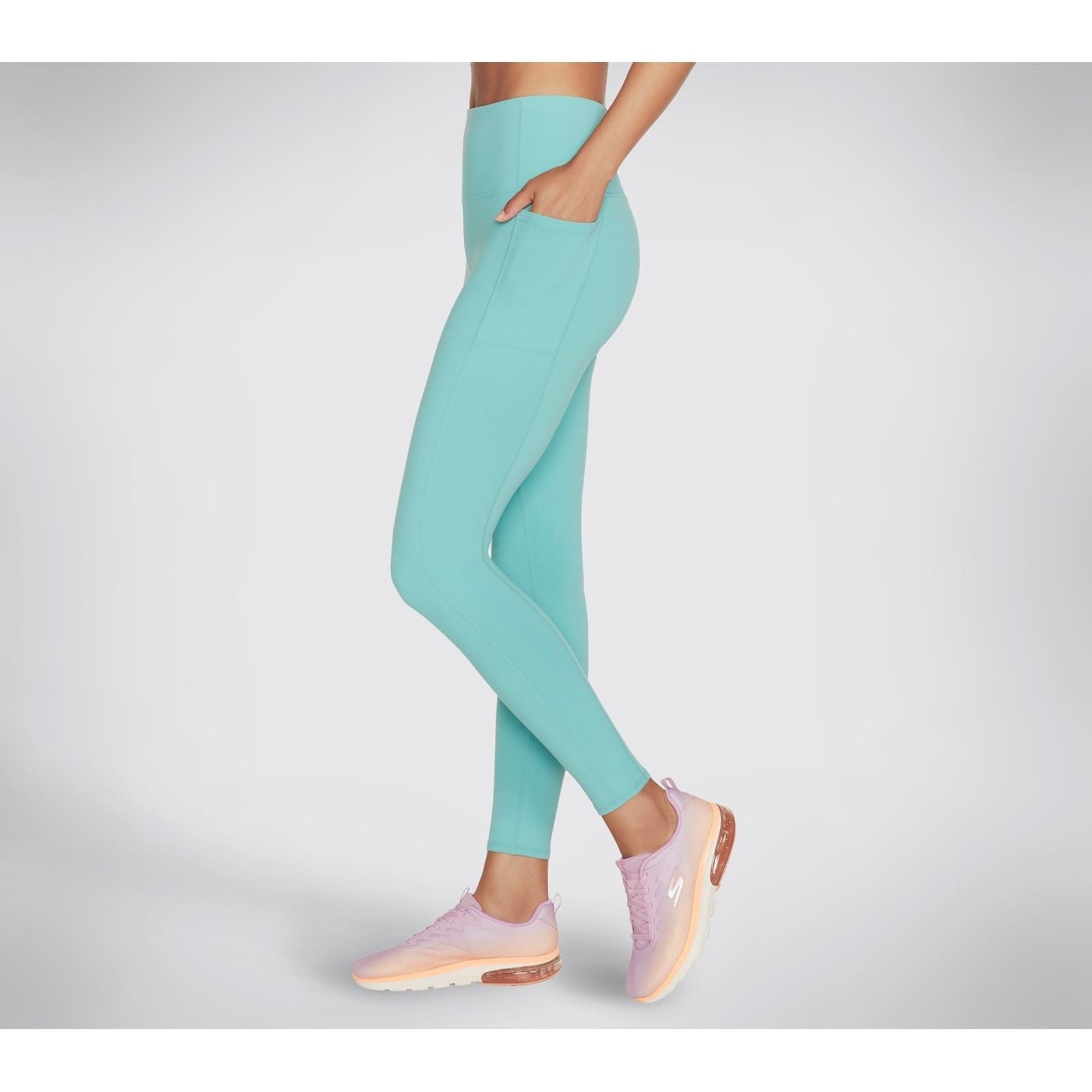 Skechers Performance GOWALK Wear High Waisted Nylon Damen Leichte Türkis Sportleggins