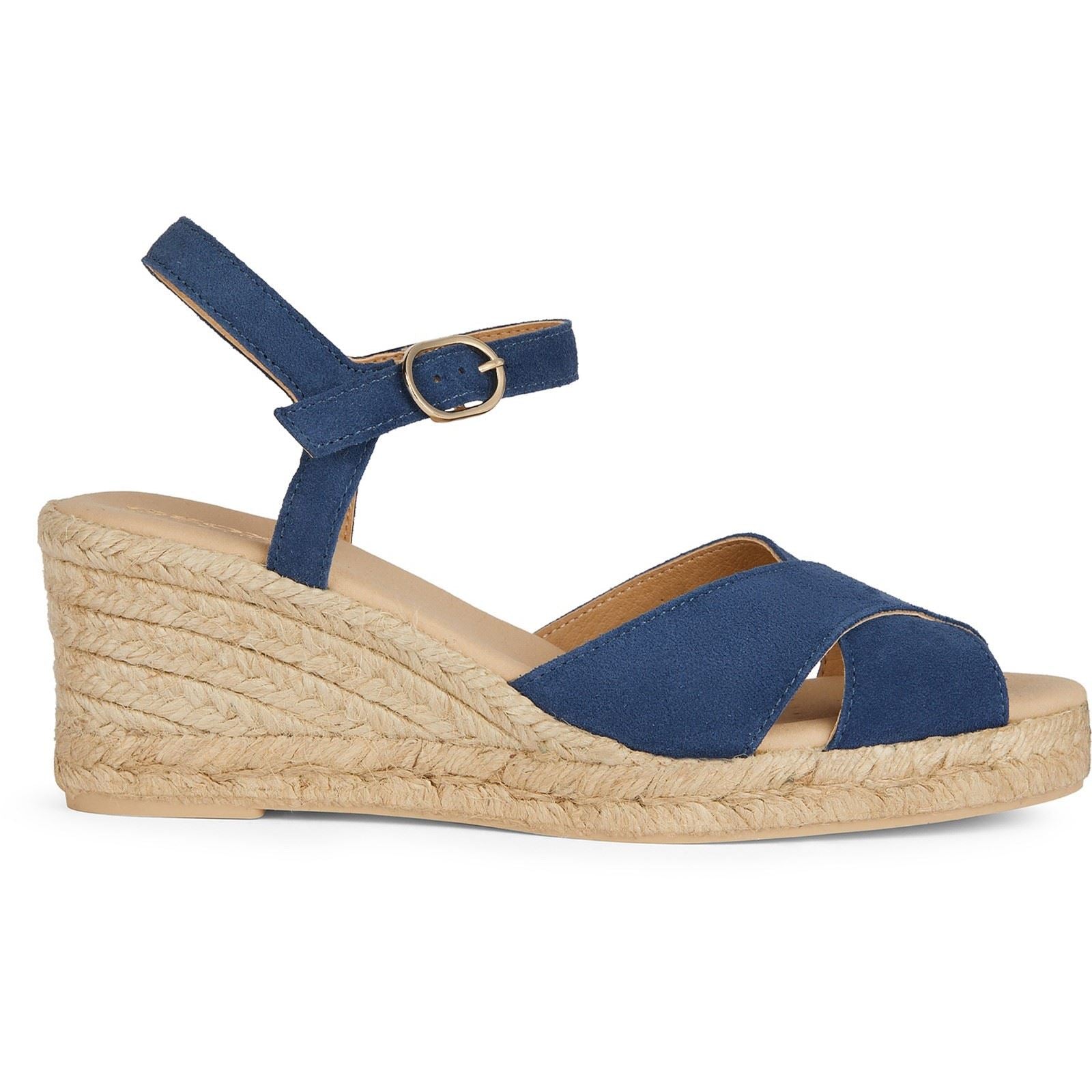 Geox D Gelsa Low C Leder Damen Marineblau Sandalen