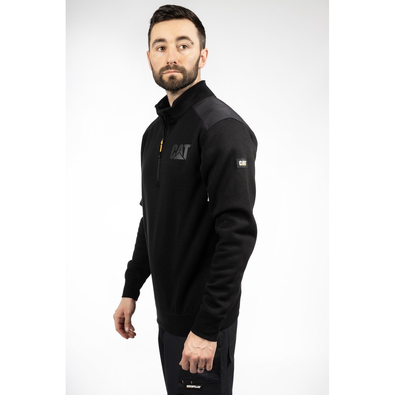 Caterpillar Essential 1/4 Zip Polyester Herren Schwarz Sweatshirt