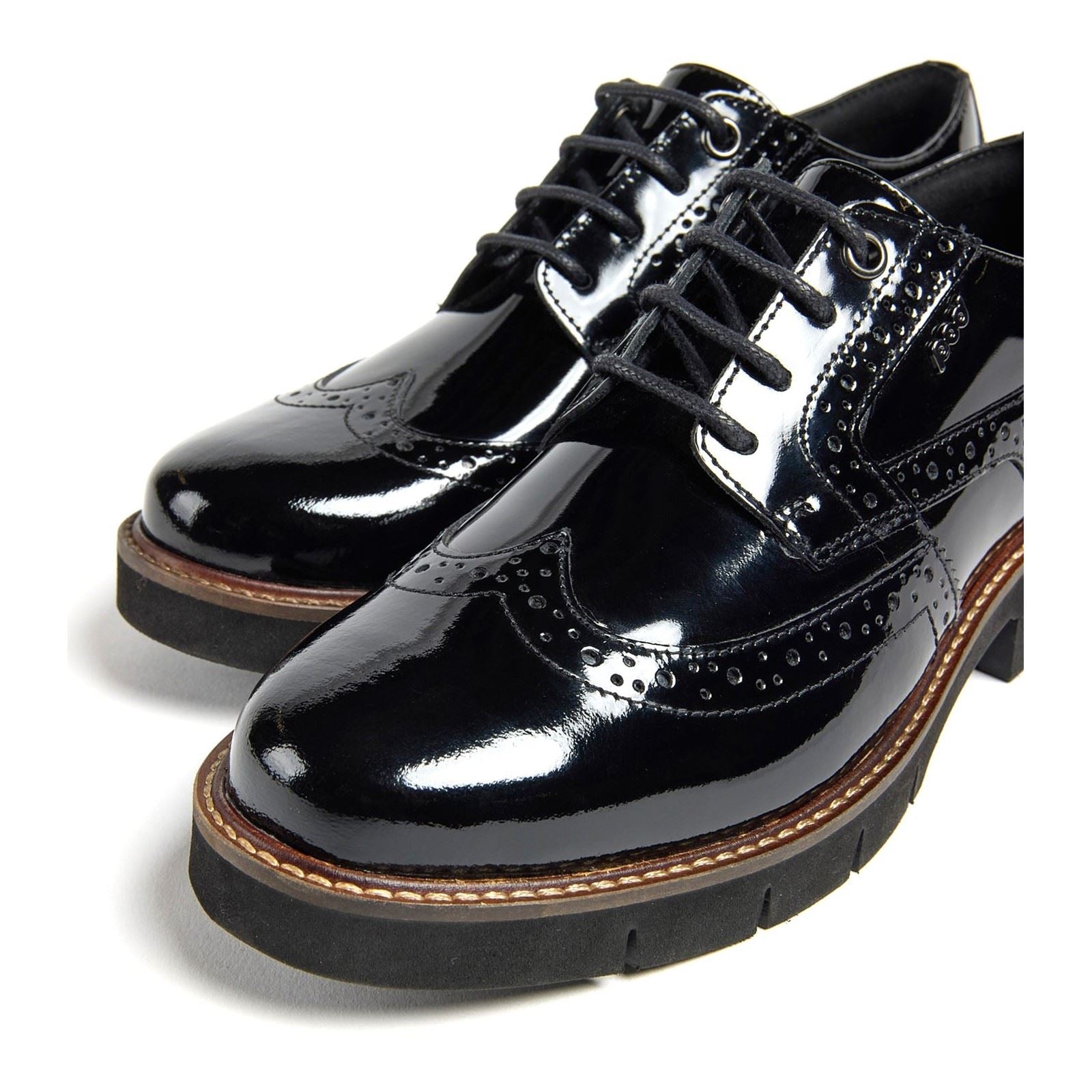 Pod Kacey Leder Damen Schwarz Brogues Schuhe