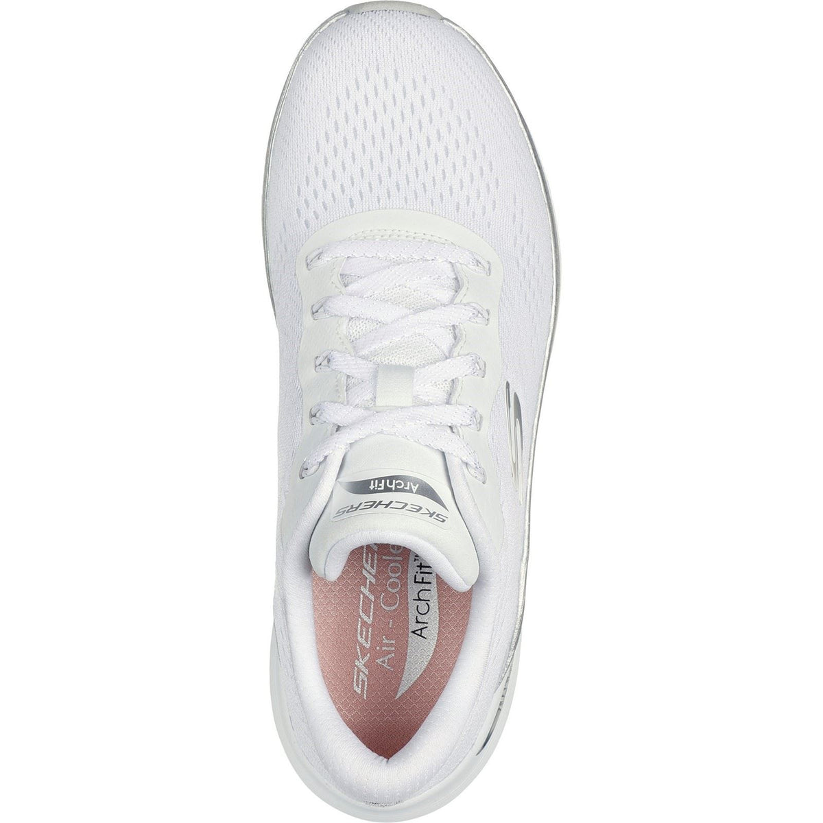 Skechers Arch Fit 2.0 Glow The Distance Textil Damen Sneaker In Weiß/Silber