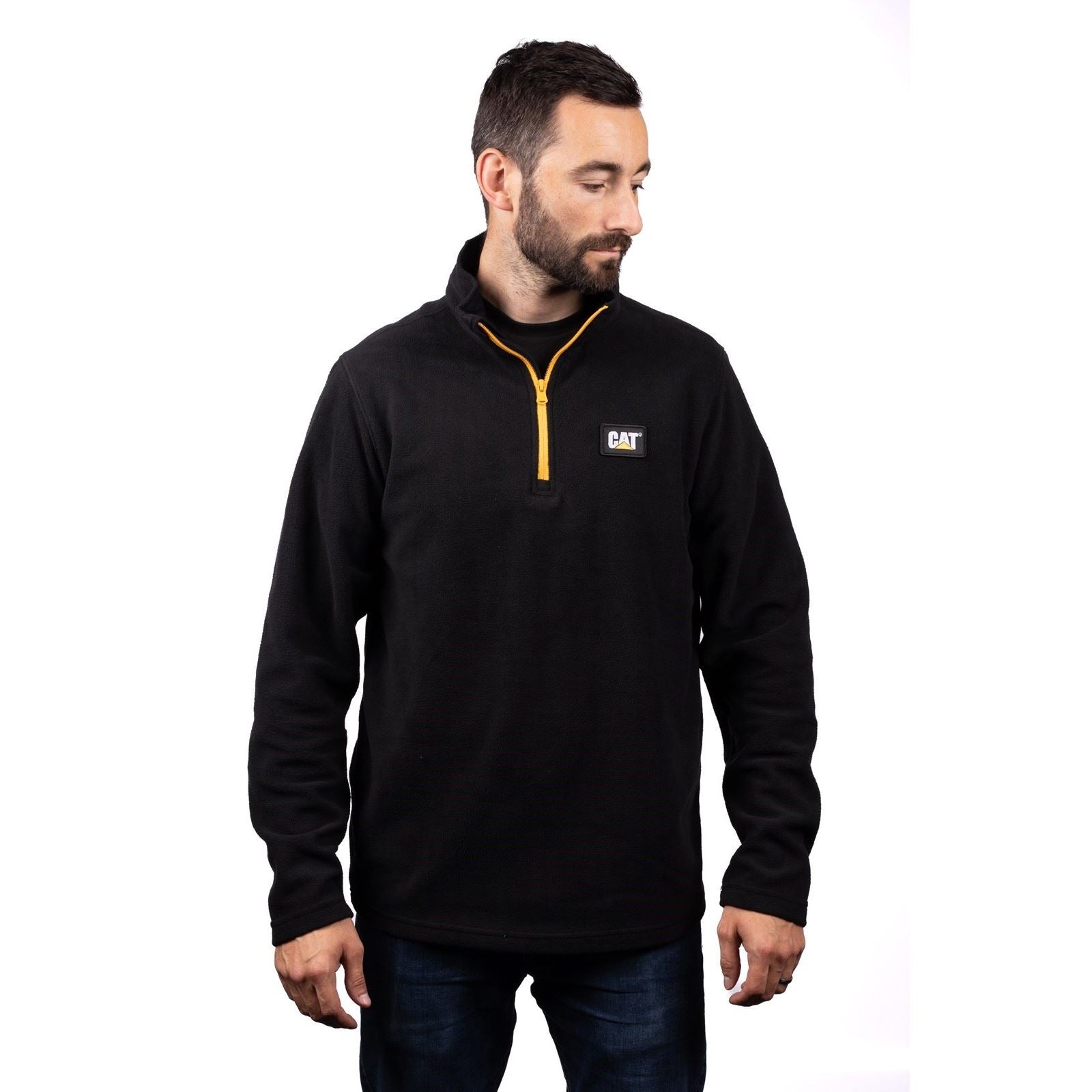 Caterpillar Cat Microfleece Quarter Zip Polyester Herren Schwarz Sweatshirt