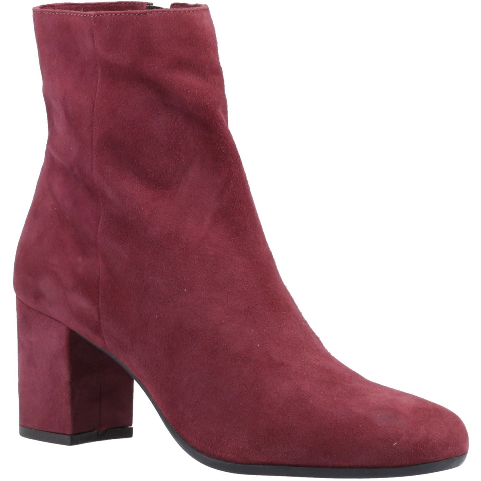 Hush Puppies Octavia Damen Veloursleder Bordeaux Stiefeletten mit Absatz