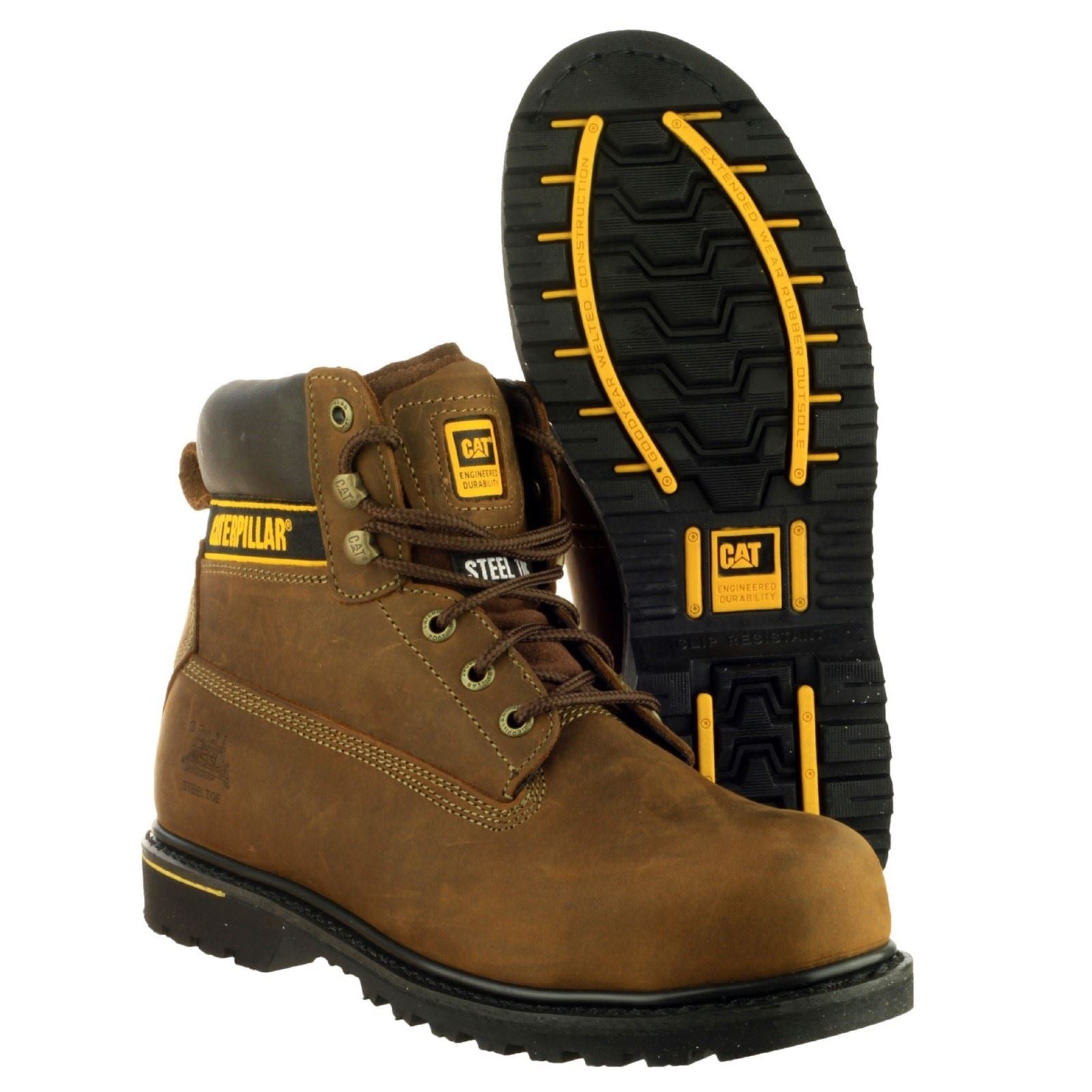 Caterpillar CatHolton S3 Leder Braun Sicherheitsschuhe