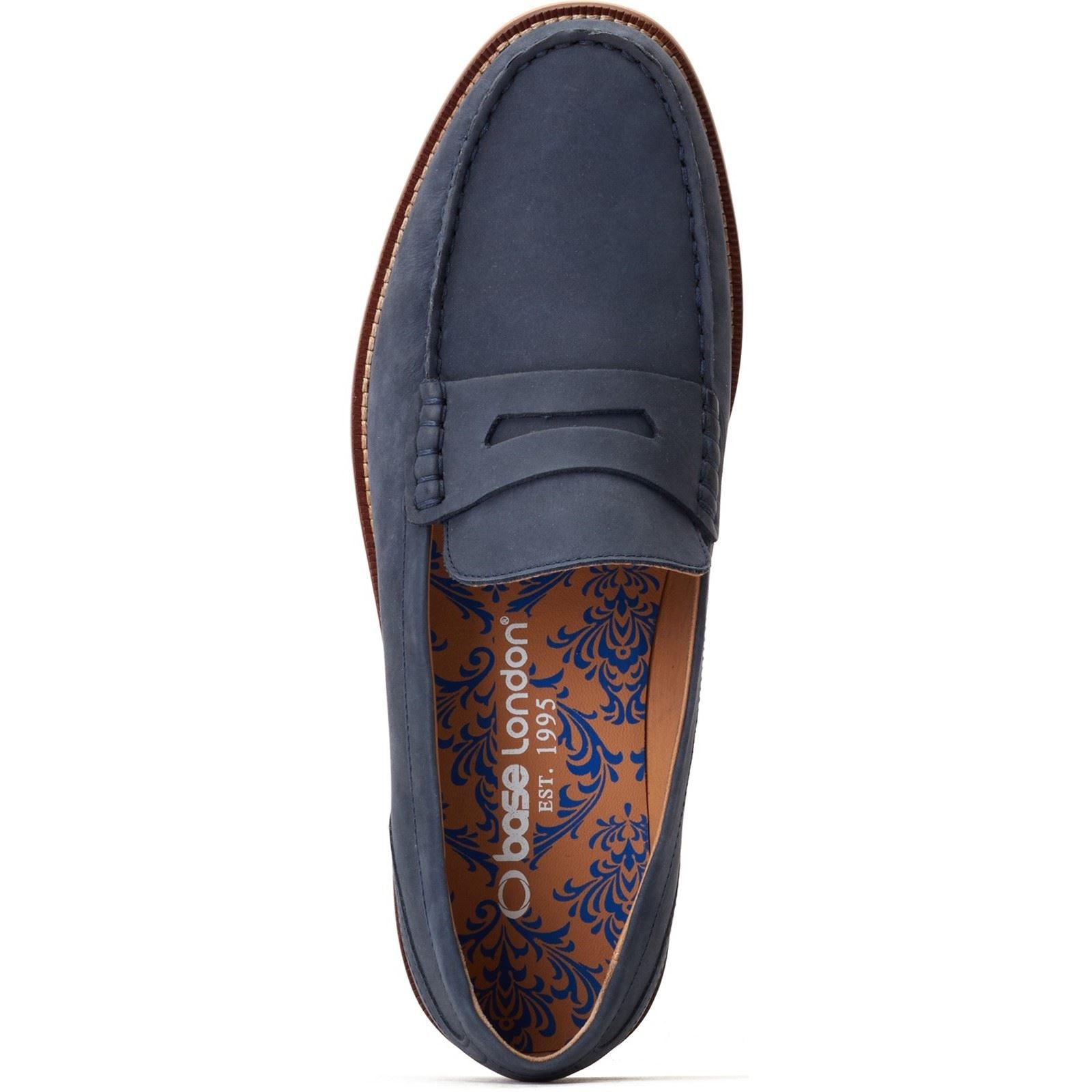 Base London Garfield Herren Mokassins Aus Leder In Marineblau