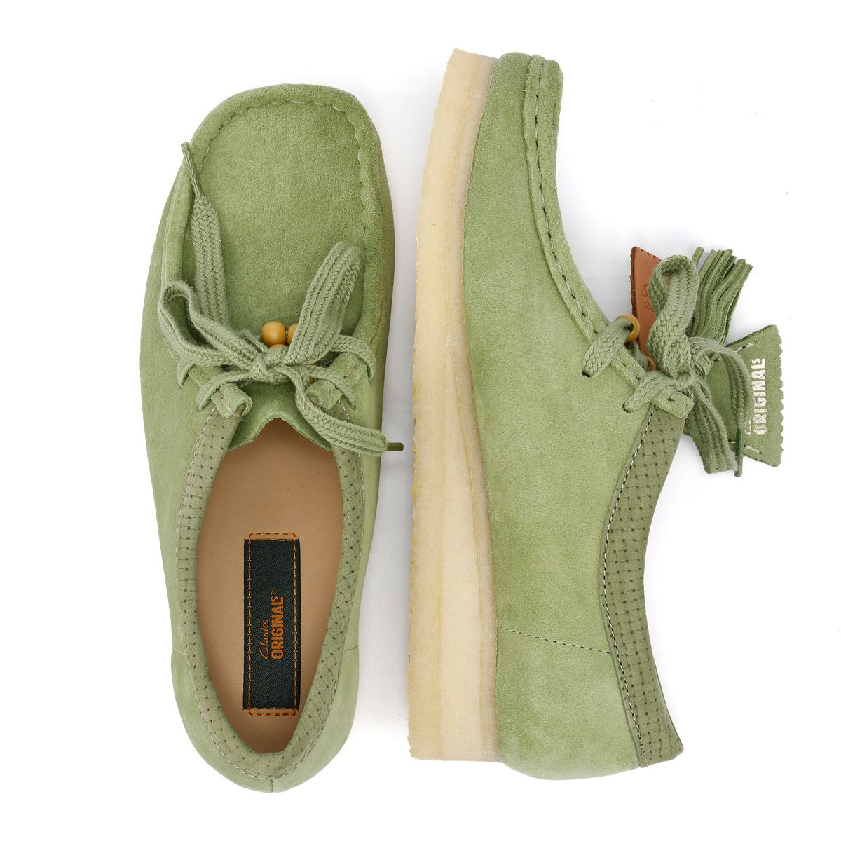 Clarks Originals Wallabee Damen Wildlederschuhe In Grün