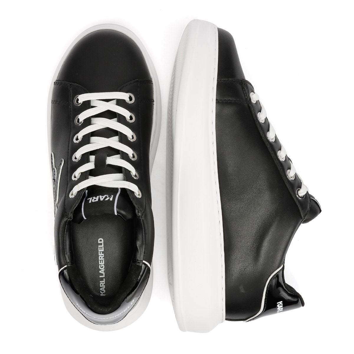 Karl Lagerfeld Kapri Signia Emboss Lo Lace Damen-Sneaker Aus Schwarzem Leder