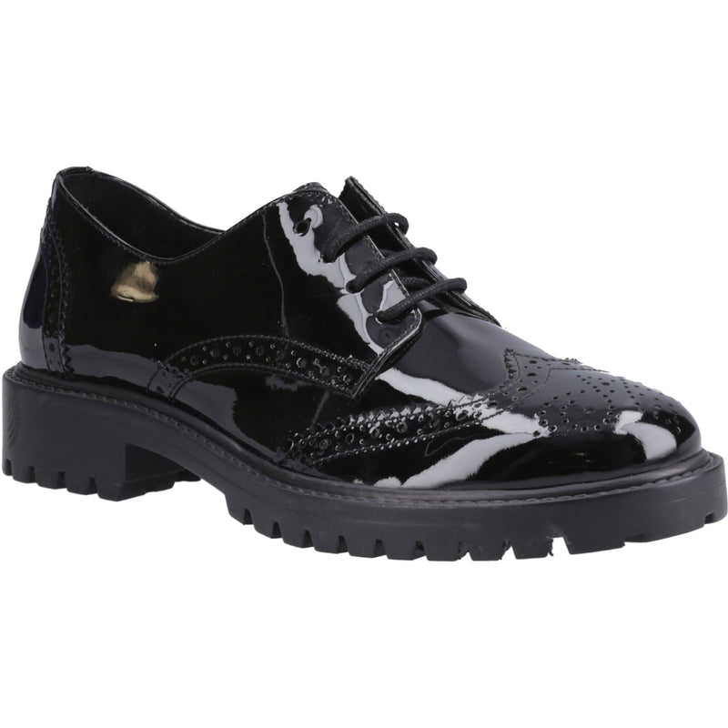 Hush Puppies Athena Patent Mädchen Brogues Aus Schwarzem Leder