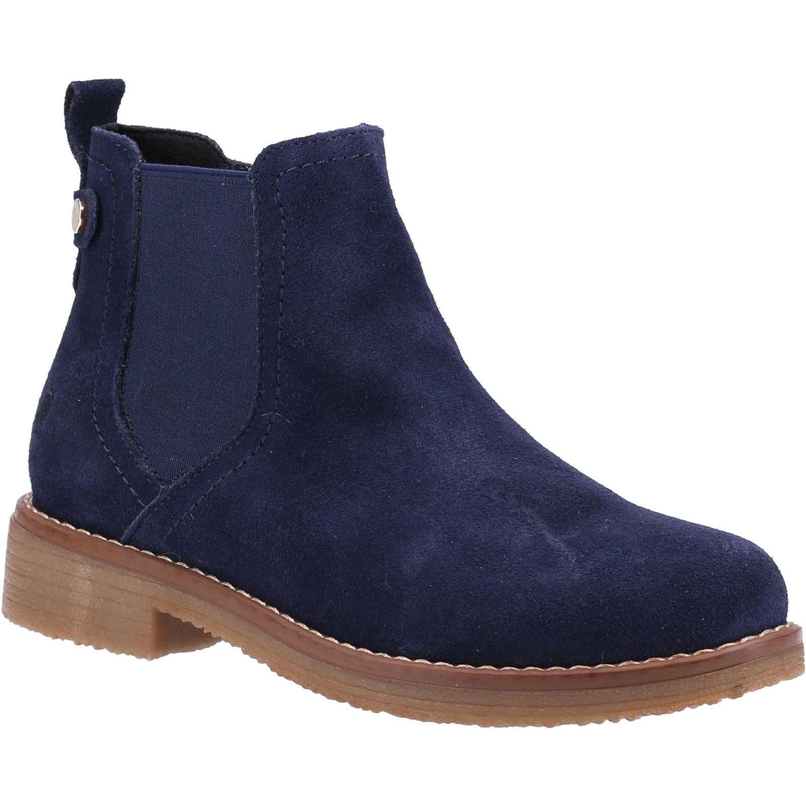 Hush Puppies Maddy Wide Damen Chelsea Stiefeletten aus Marine-Wildleder