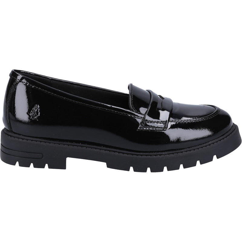 Hush Puppies Hazel Patent SNR Mädchenschwarze Slipper Aus Leder