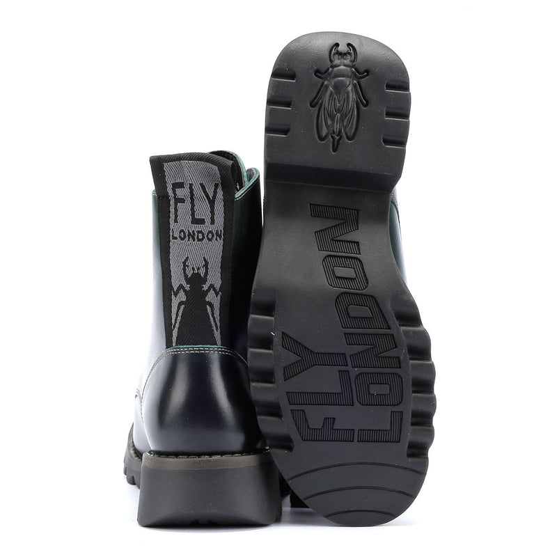 Fly London Ragi Leder Damenstiefel In Grün