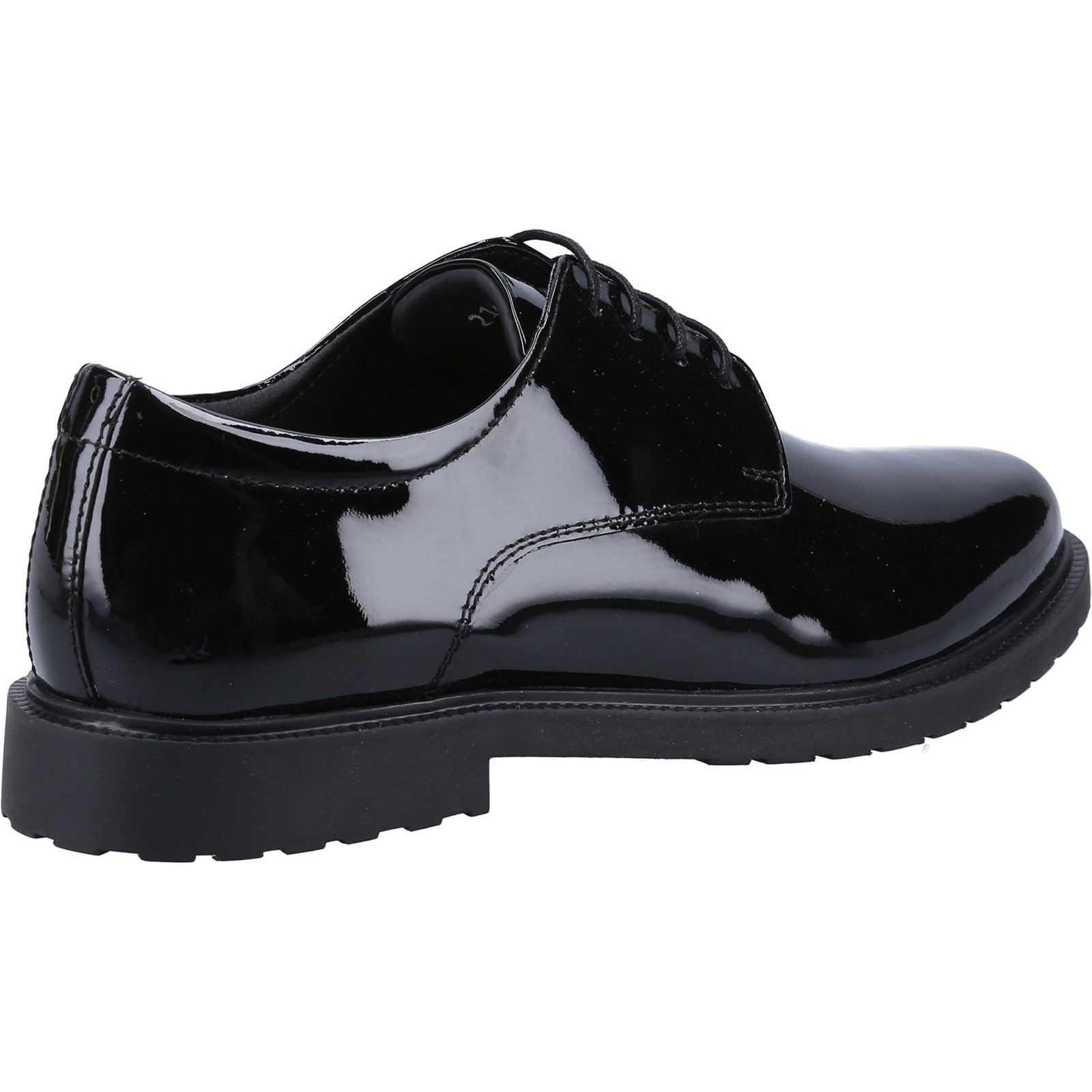 Hush Puppies Verity Slip On Leder Damen Lack Schwarze Brogues Schuhe