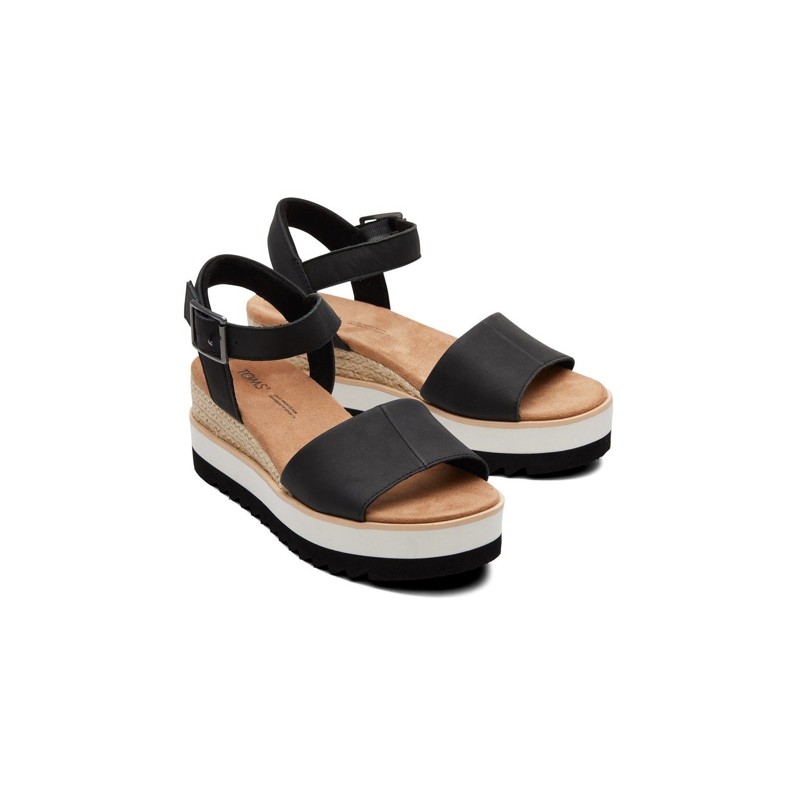 TOMS Diana Leder Damen Schwarze Keilsandalen