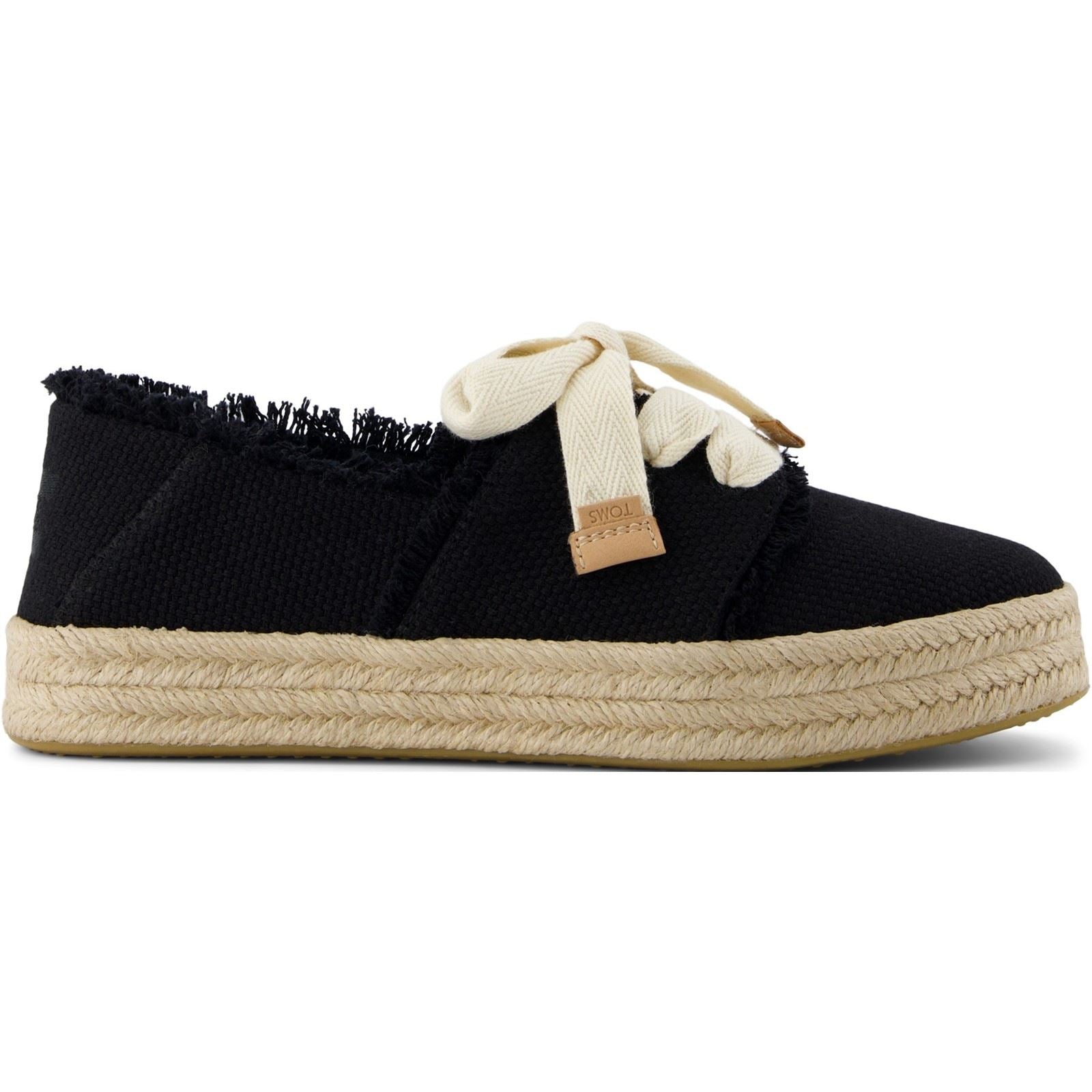 TOMS Carolina Lace Up Baumwoll Damen Schwarze Strand Espadrilles