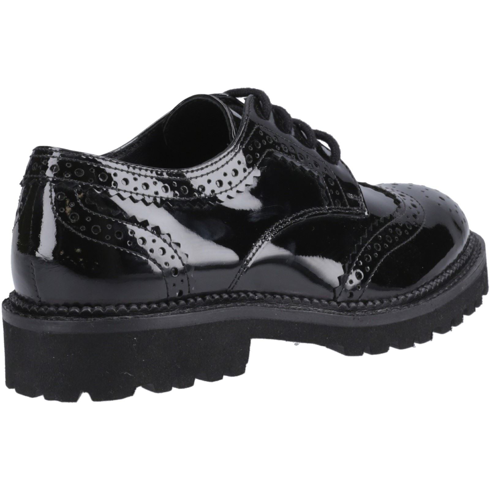 Hush Puppies Gabi Lace Up Mädchen Brogues Aus Schwarzem Leder