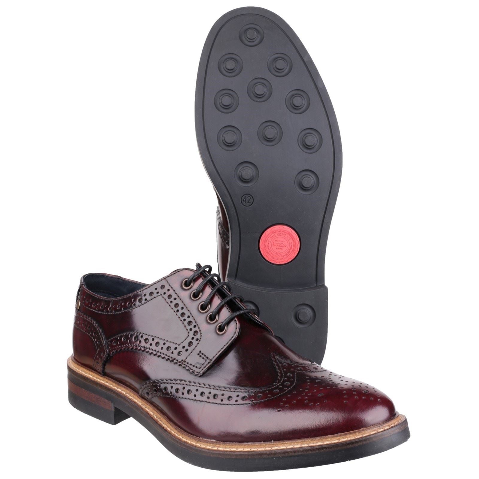 Base London Woburn Leder Herren Bordo Brogues Schuhe