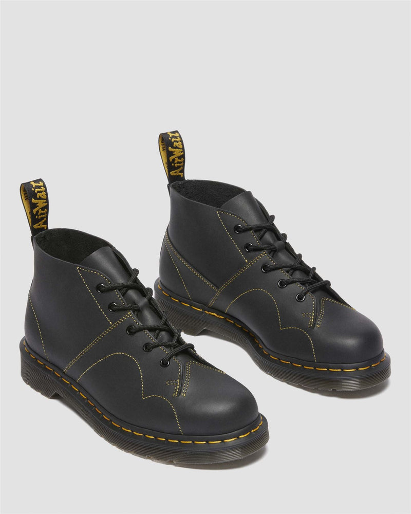 Dr. Martens Church Greasy Leder Schwarze Farbe Stiefel