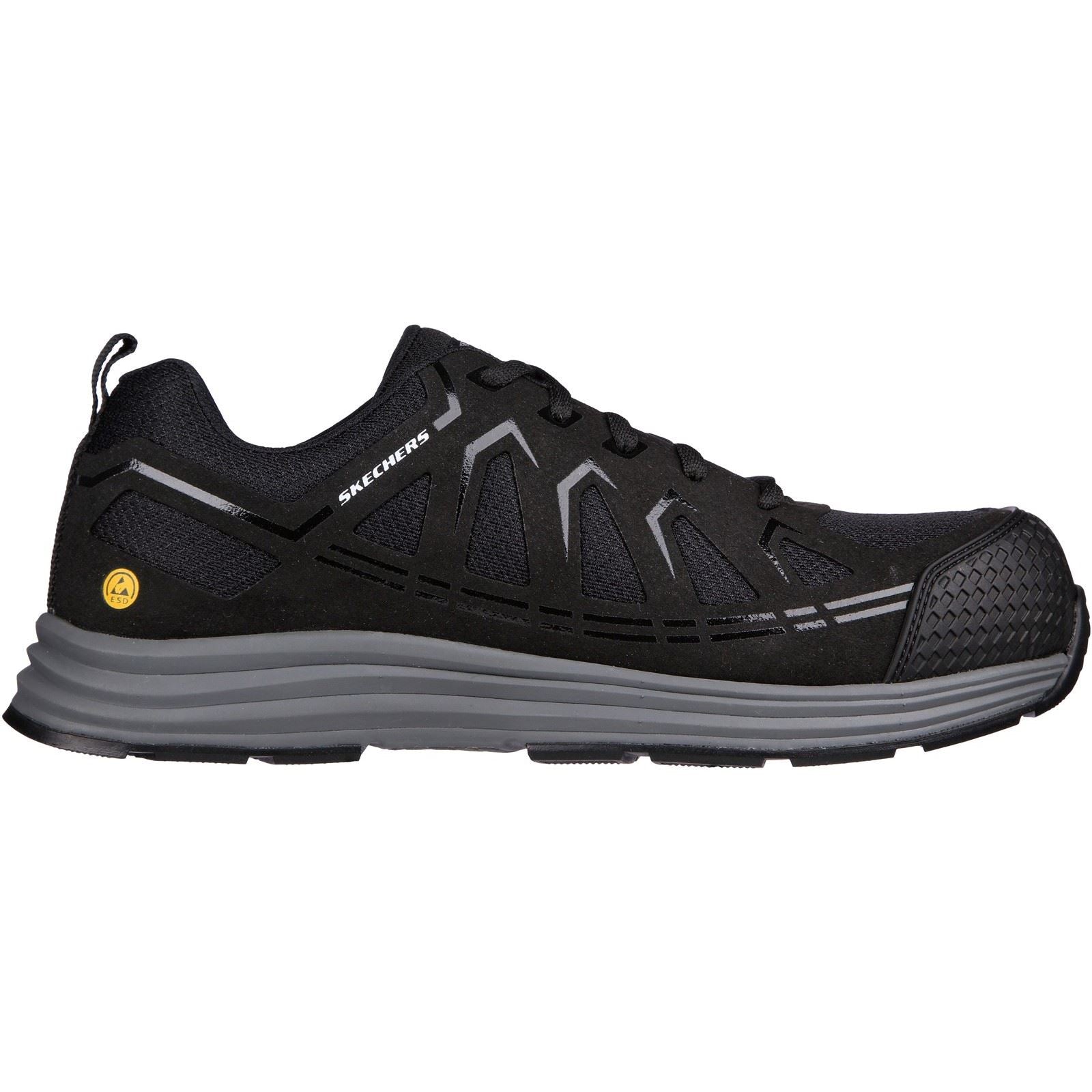 Skechers Workwear Malad II Textil Herren Schwarze Sicherheits-Sneaker