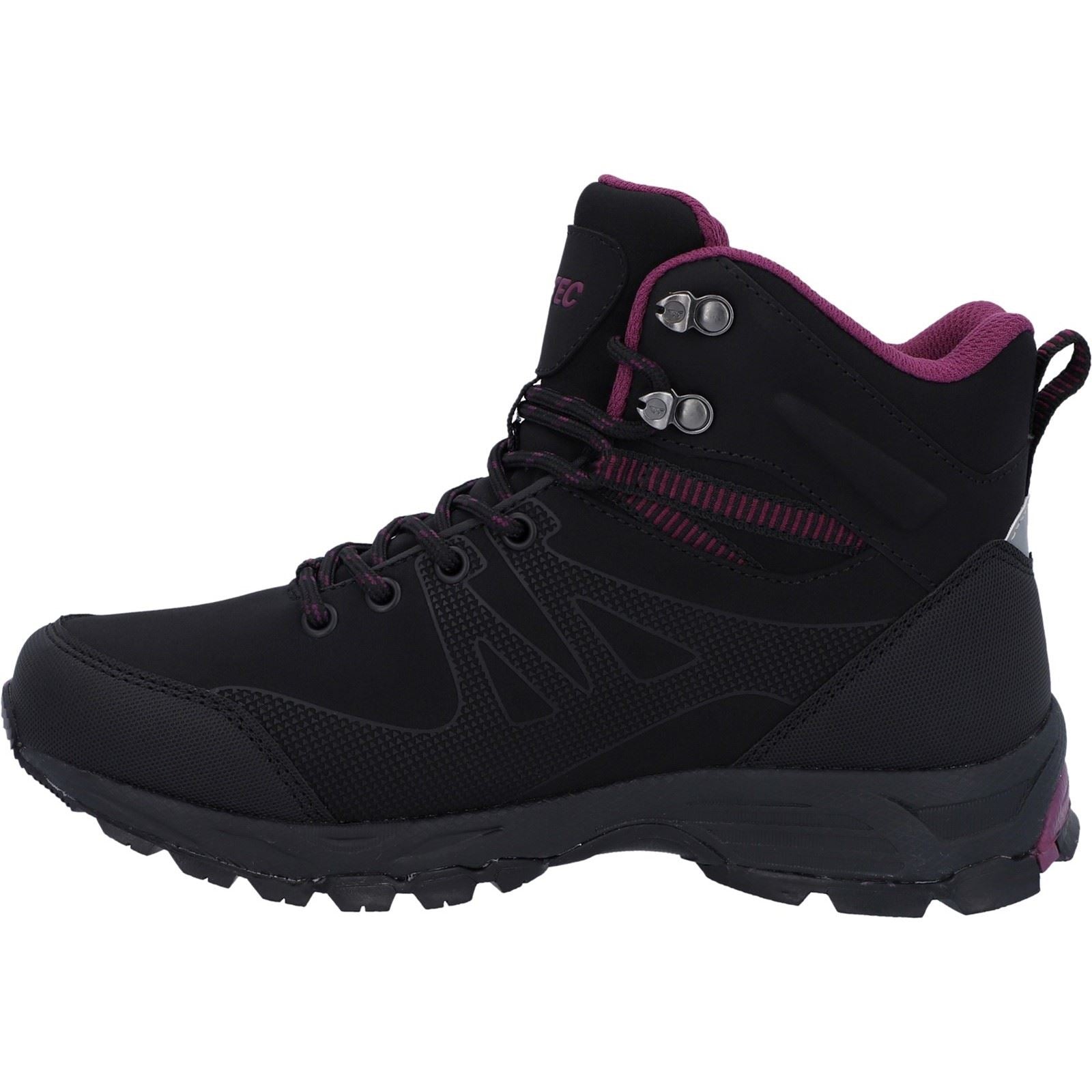 Hi-Tec Jackdaw Mid WP Polyester Damen Schwarz/Burgunder Wanderstiefel