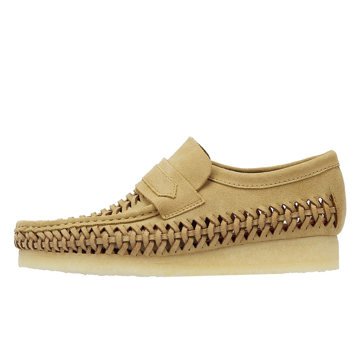 Clarks Originals Wallabee Loafer Weave Suede Herren-Lederslipper Aus Ahorn-Wildleder