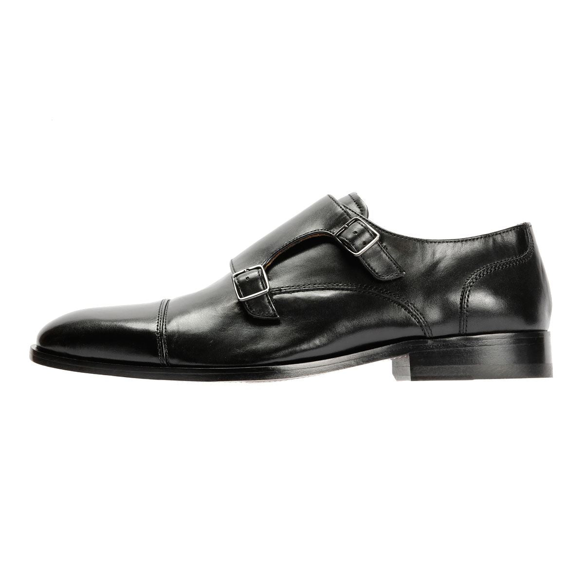 Chapman & Moore Toe Cap Monk Leder Herren Schwarz Schnürschuhe