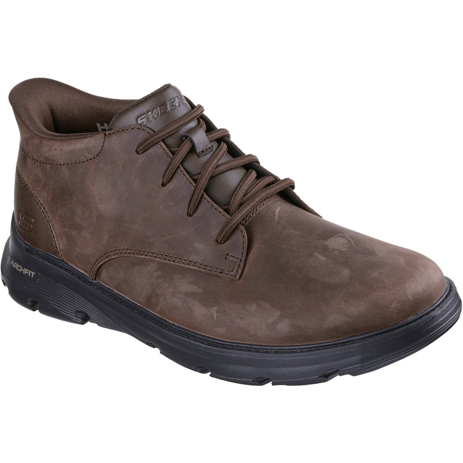 Skechers Arch Fit Garza Ridley Herren Stiefeletten Aus Leder In Kakaofarbe