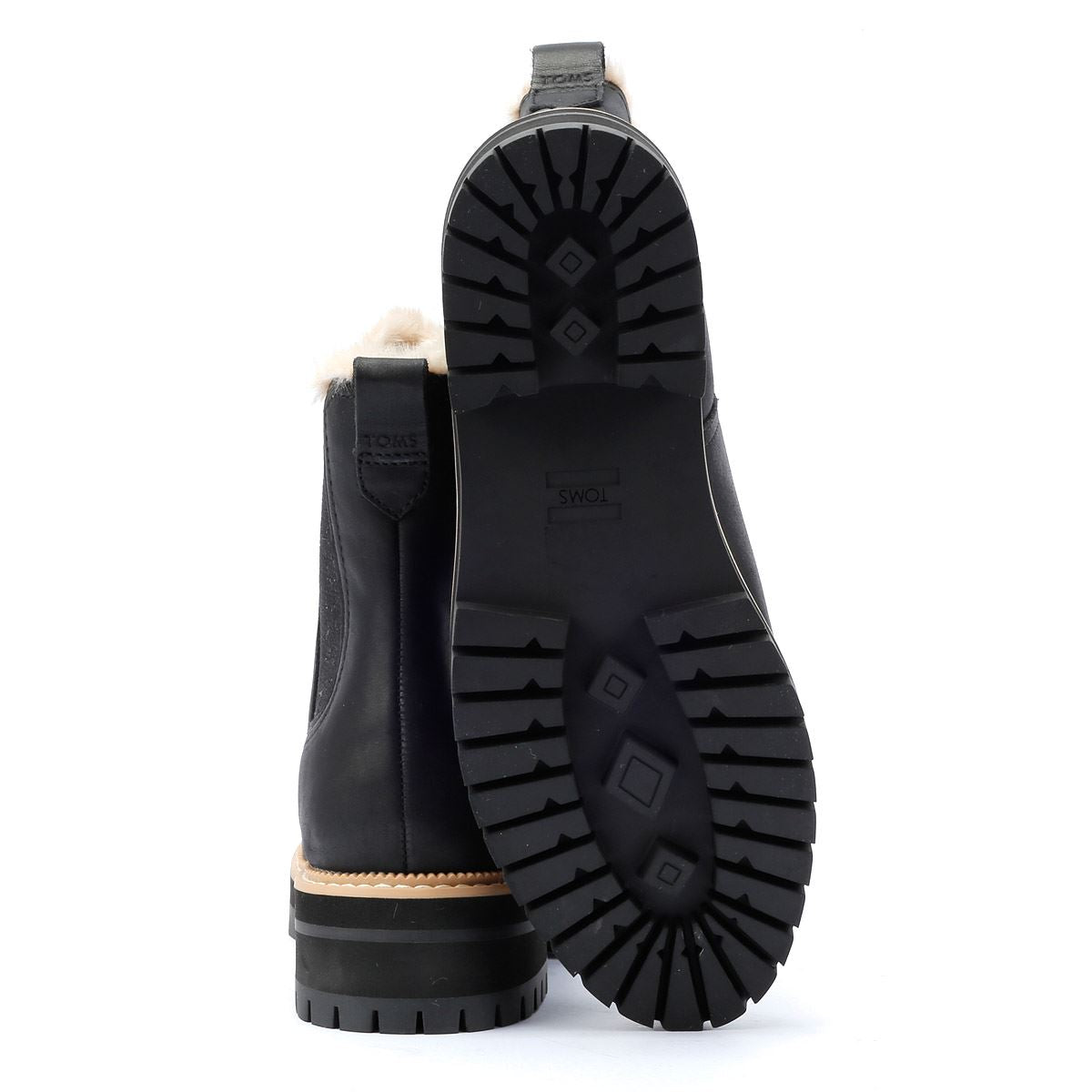 TOMS Bennet Leder Damenstiefel In Schwarz