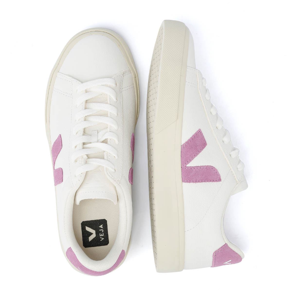 Veja Campo Leder Damen Turnschuhe In Weiß/Maulbeere