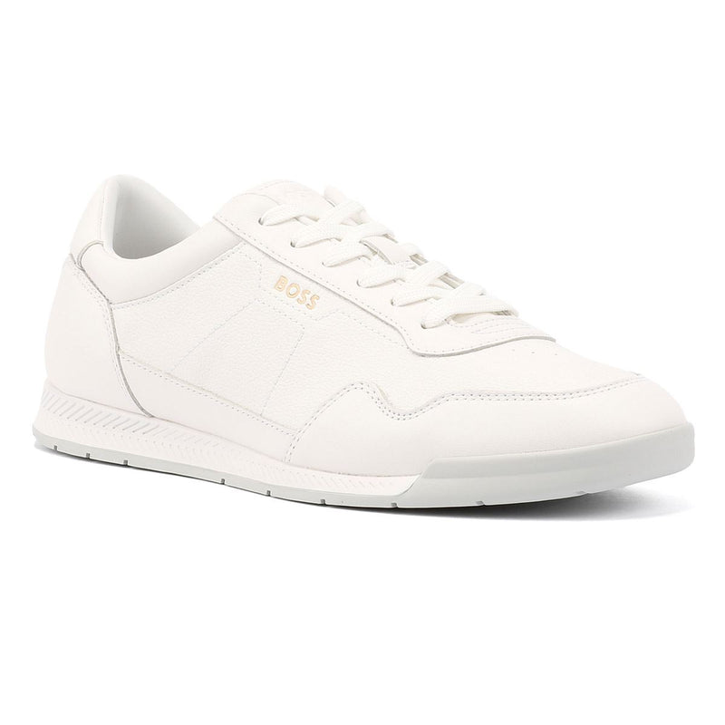 Boss Titanium Weiße Ledersneaker Für Herren