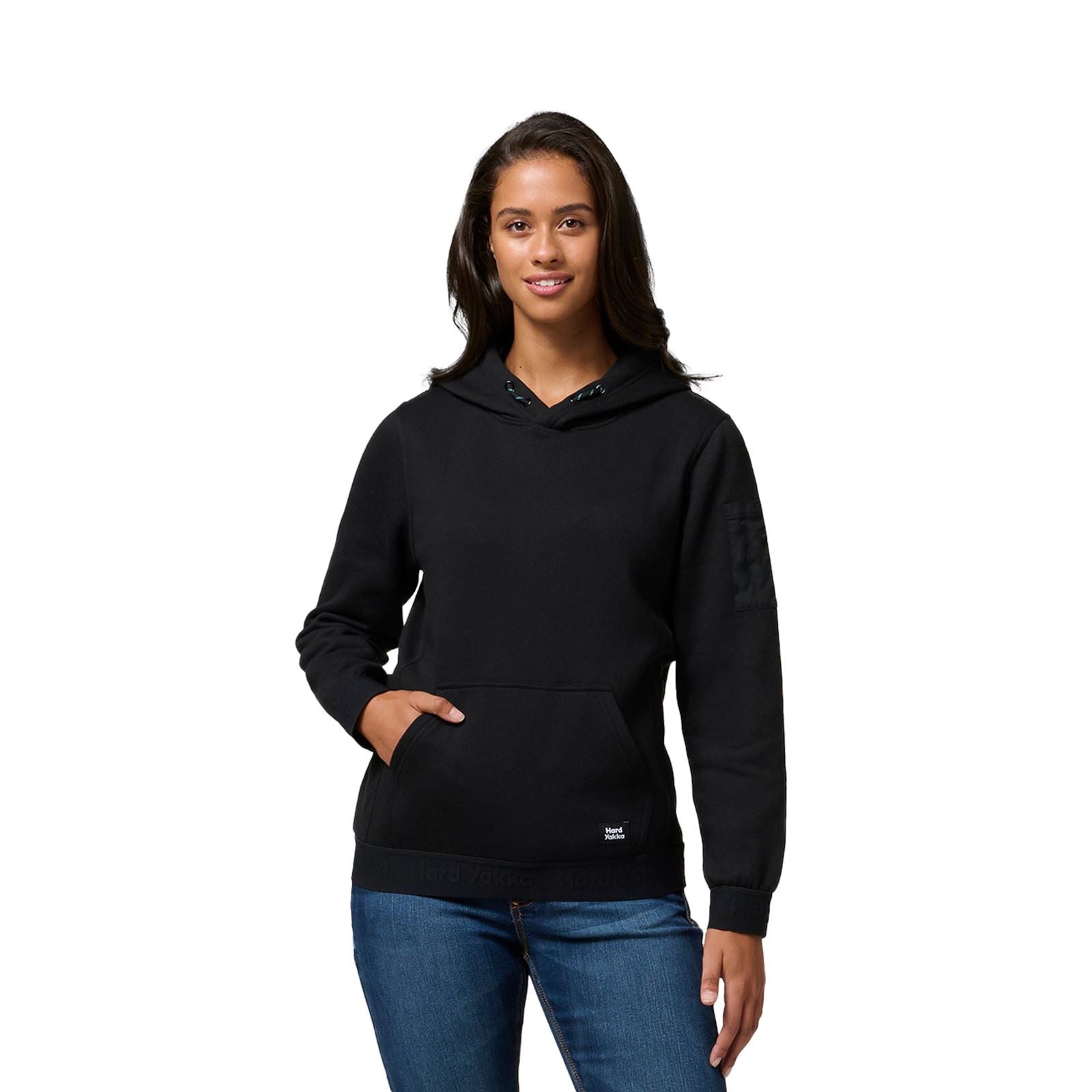 Hard Yakka Gladiator Baumwolle Damen Schwarz Kapuzenpullover