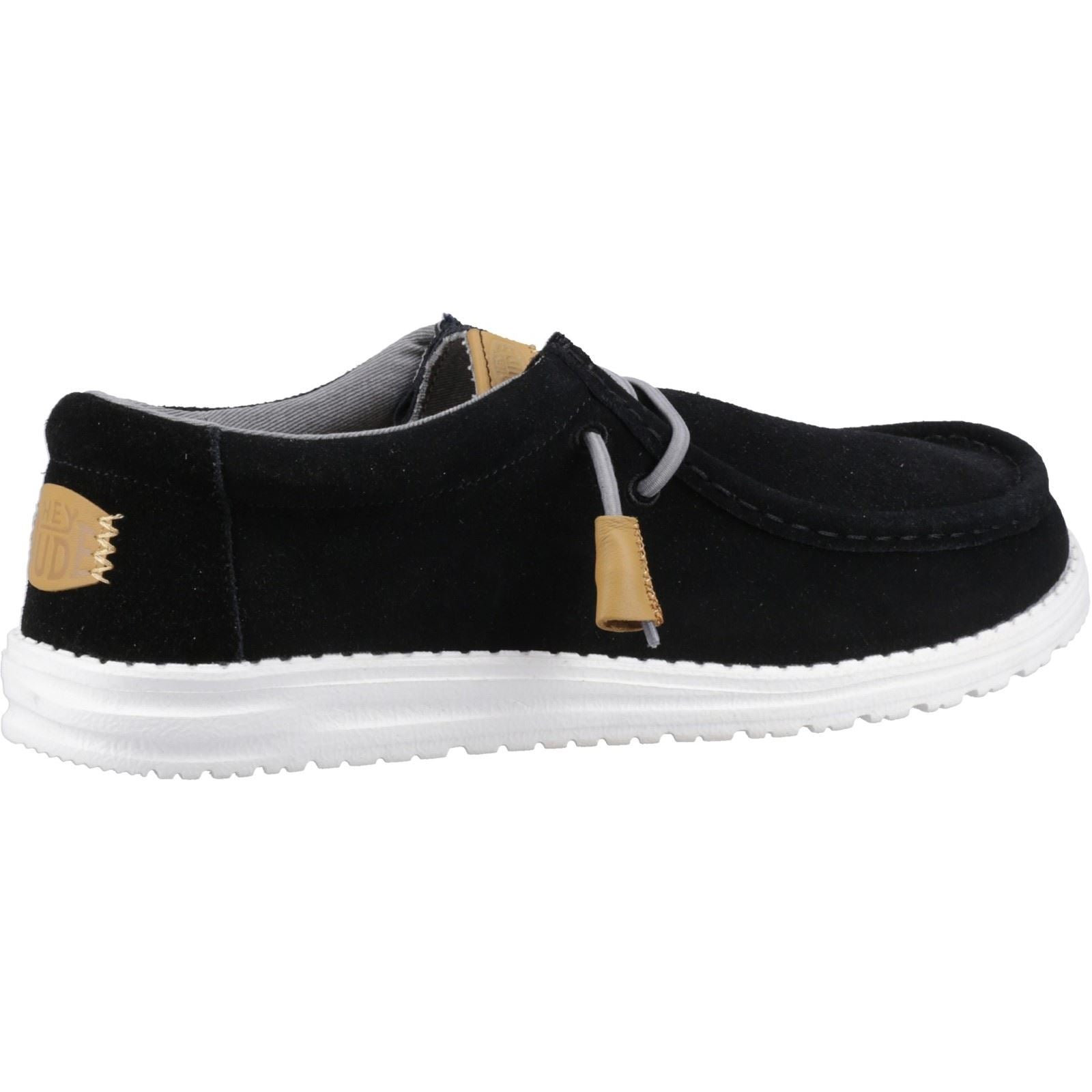 HEYDUDE Wally Craft Leder Herren Schwarze Bootsschuhe