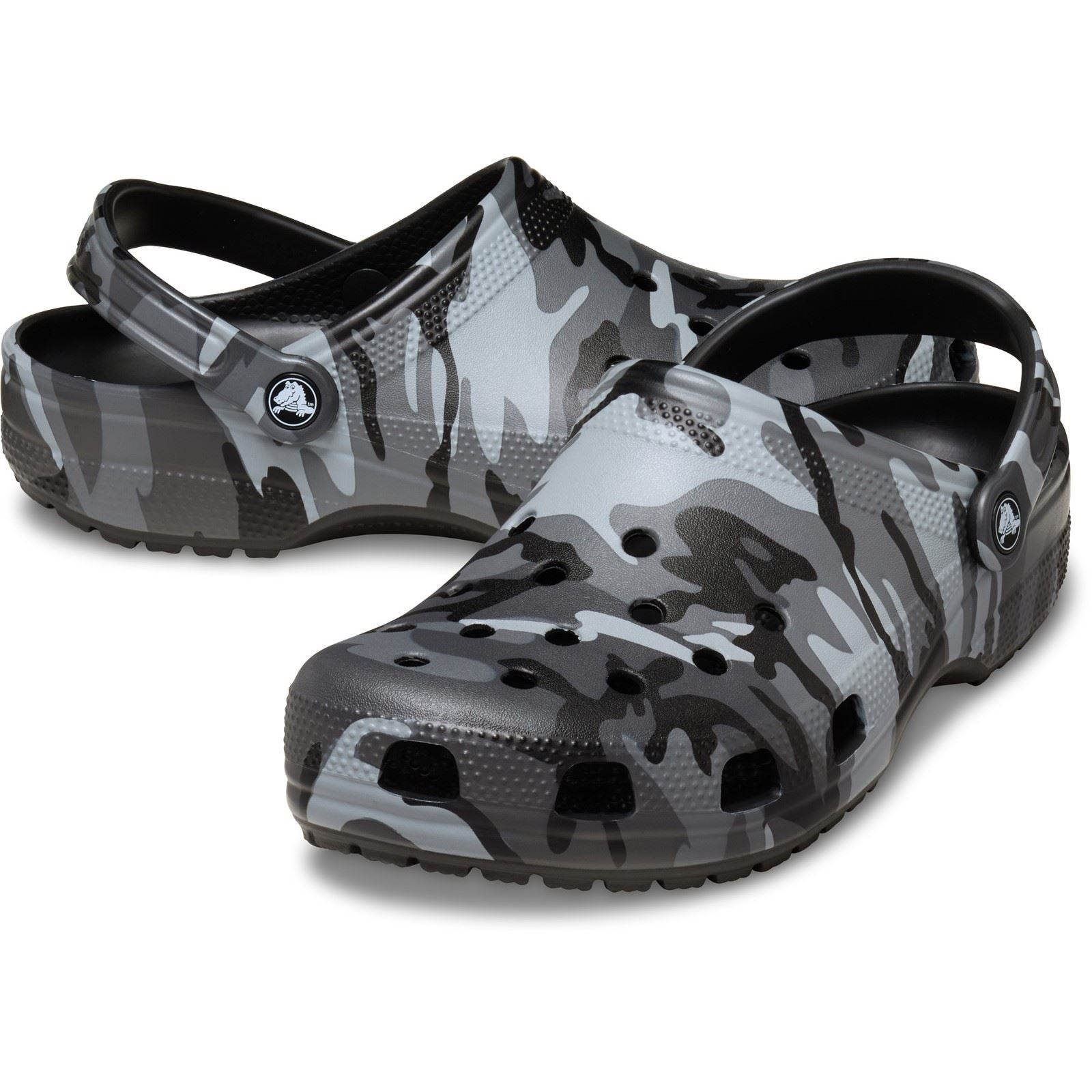 Crocs Classic Camouflage Clog Thermoplastische Männerclogs In Schwarz/Schiefergrau