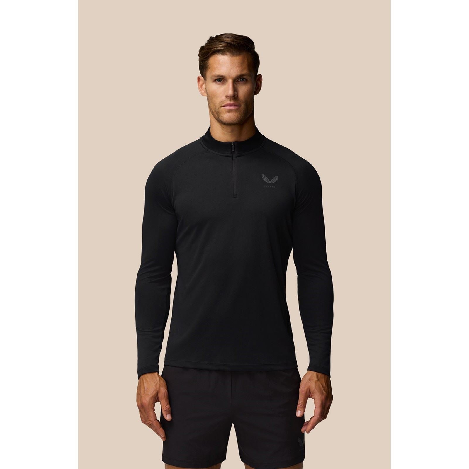 Castore Adapt Training 1/4 Zip Top Polyester Herren Schwarze Farbe Sport-T-Shirts