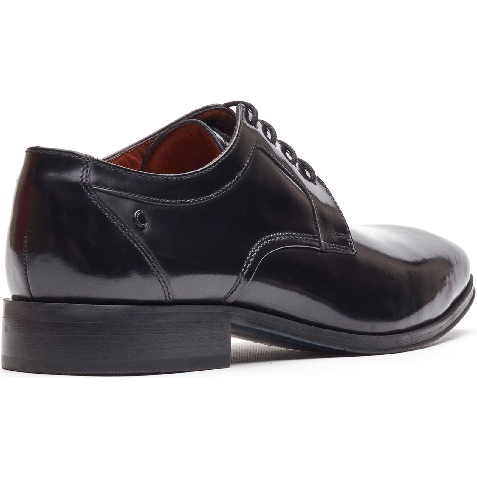 Base London Dome Lace Up Leder Herren Hochglanz Schwarze Schnürschuhe