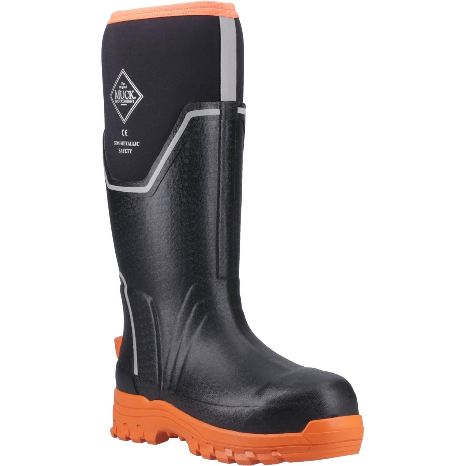 Muck Boots Grit S5 Damen Gummistiefel in Schwarz/Orange