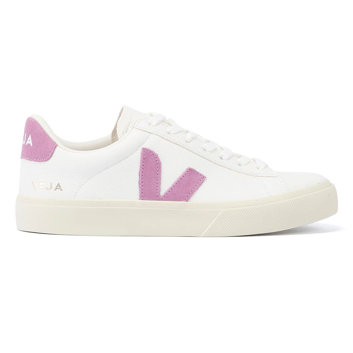 Veja Campo Leder Damen Turnschuhe In Weiß/Maulbeere