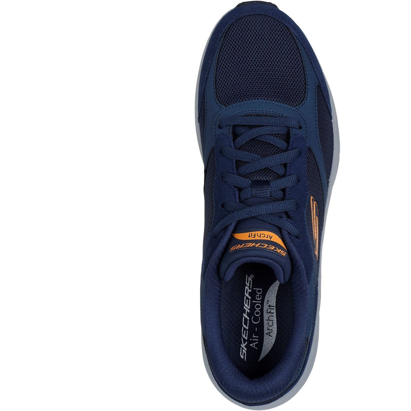 Skechers Arch Fit 2.0 The Keep Leder-Herren-Sneaker In Marineblau/Orange