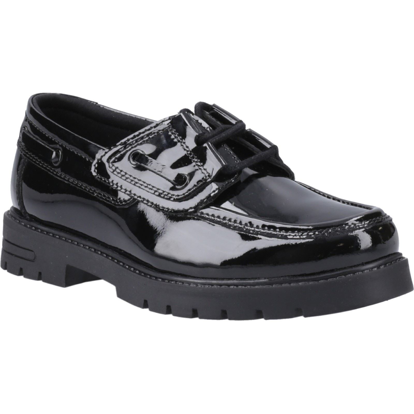 Hush Puppies Lucy Mädchenschwarze Bootsschuhe Aus Leder