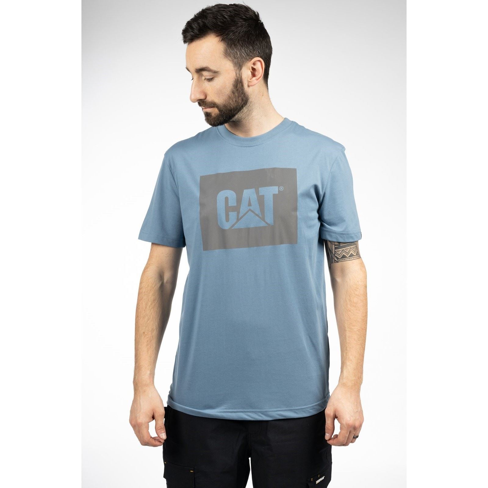 Caterpillar Graphic Baumwoll Herrenblaue T-Shirts Mit Kurzen Ärmeln