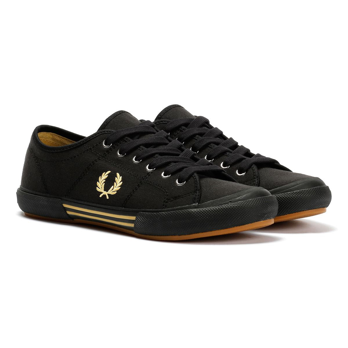 Fred Perry B708 Vintage Tennis Canvas Herren Schwarze Sneaker