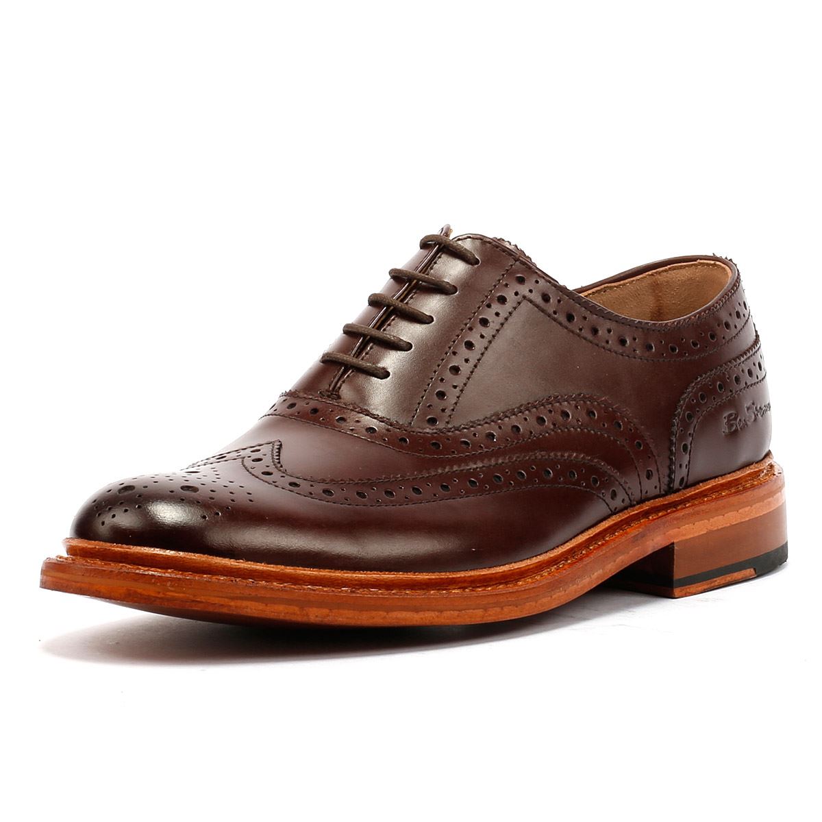 Ben Sherman Sugarman Brogue Leder Herren Braune Schnürschuhe